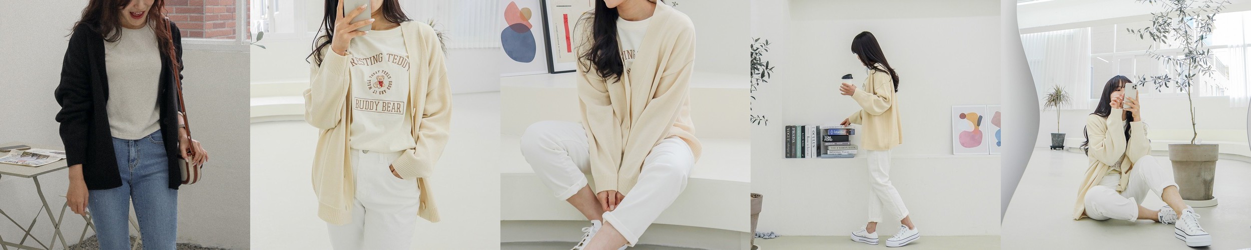 머핀 도톰 루즈핏 숄 울니트 롱가디건 3col 봄 겨울 오버핏 고급원사 노카라 제이플로우
