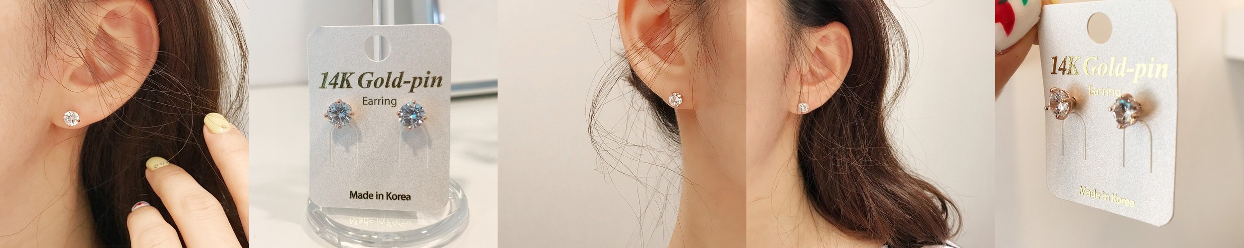 14K 골드핀 기본 6mm 큐빅 금침귀걸이