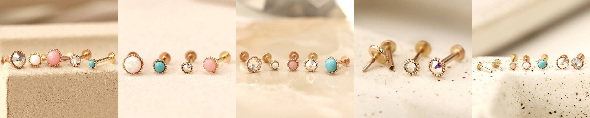 14K 인터널 스왈 스톤 오팔 라블렛 피어싱 2mm,2.5mm,3mm,4mm