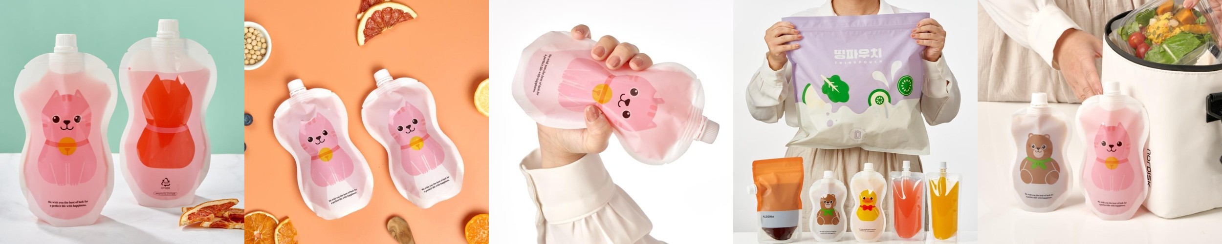 띵파우치 고양이 스파우트파우치 300ml 50매 스무디 캠핑 양념 선식 미숫가루 쉐이커