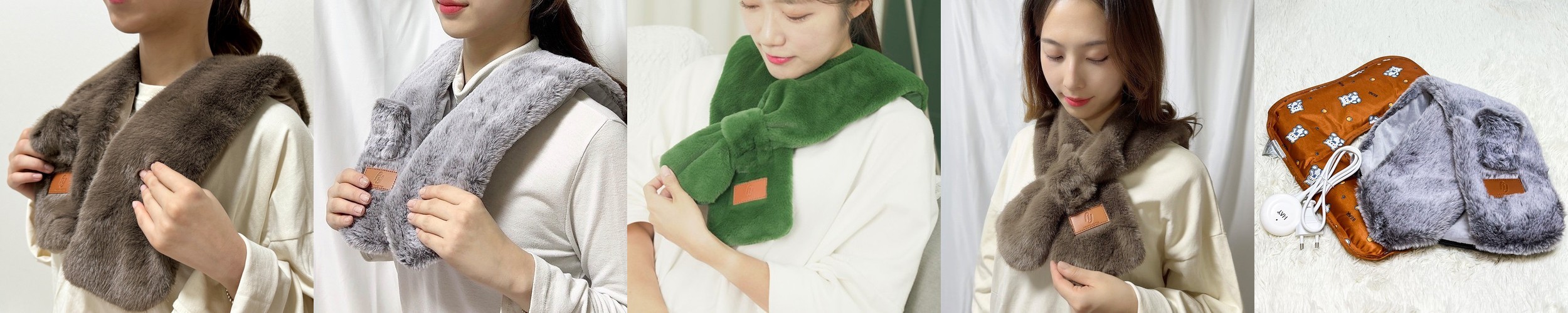 충전식 온수 온열찜질기 전기 찜질팩 생리통 벨트형 갈색