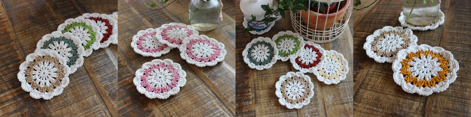 러브컨츄리 코바늘 뜨개질 키트 초보자 DIY Flower 티코스터 만들기