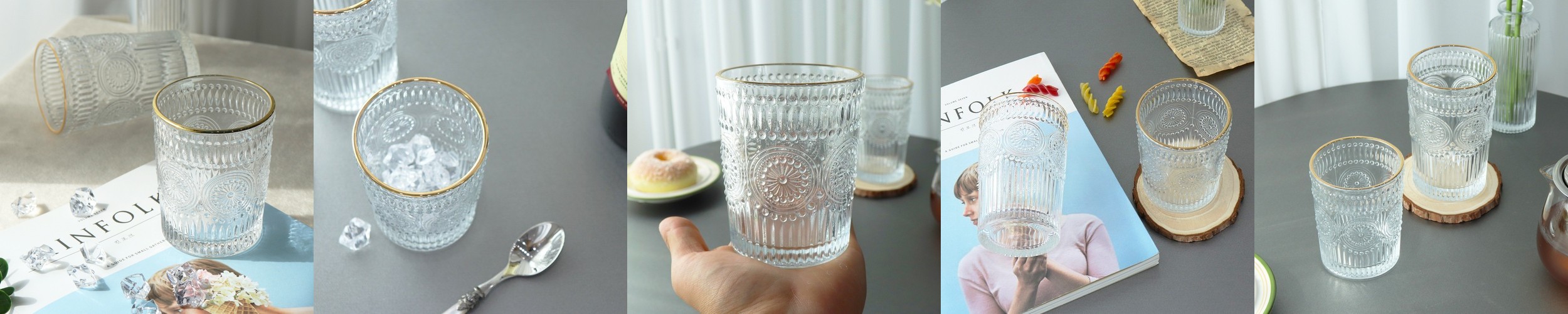 프롬 홈카페 내열 유리잔 세트 스트레이트 커피 맥주 600ml, 4개, 일자컵