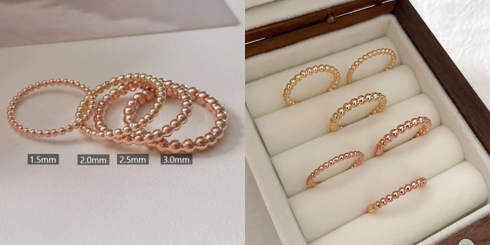 14K 십자가 딸랑이 박스 체인 금 반지