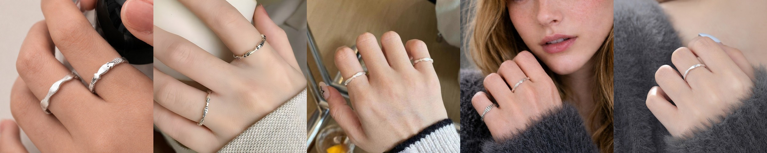 탐낼탐 실버 물고기 반지 은반지 애끼 새끼 레이어드 실버링 925 오픈링