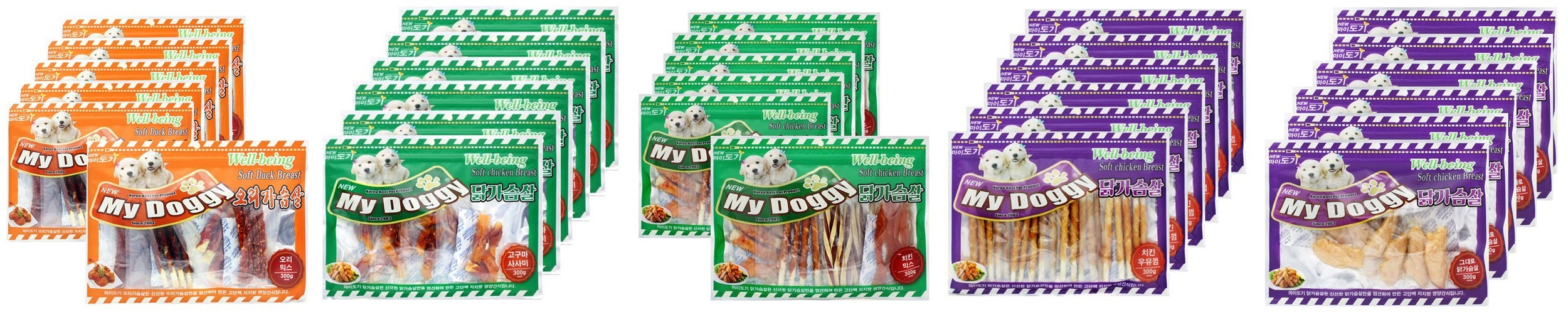 NEW 마이도기 강아지대용량간식 사사미 육포 건조간식 통닭가슴살, 300g, 6개