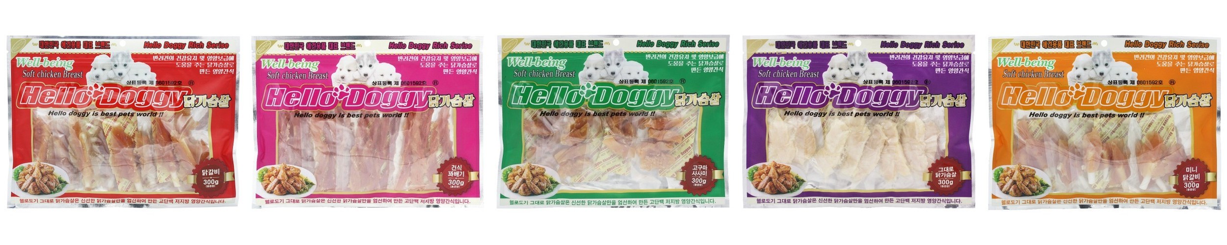 NEW 마이도기 강아지대용량간식 사사미 육포 건조간식 통닭가슴살, 300g, 6개