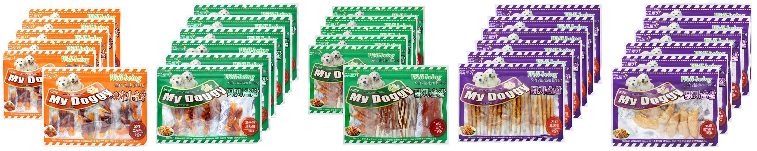 NEW 마이도기 강아지대용량간식 사사미 육포 건조간식 통닭가슴살, 300g, 6개