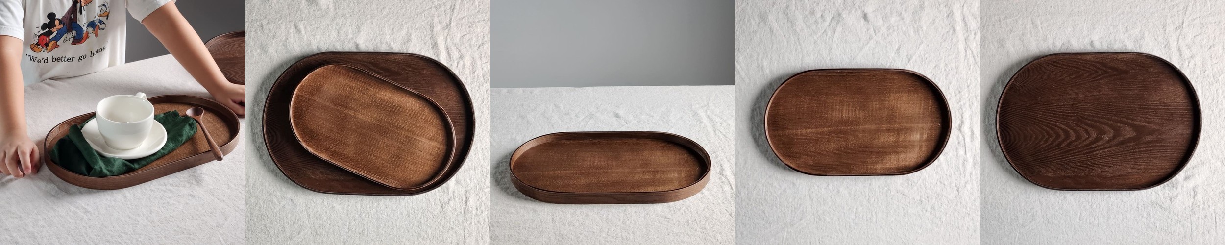 카페 논슬립 쟁반 서빙 사각 원형 커피 트레이 업소용 35.5cm, 논슬립원형 밤색, 1개