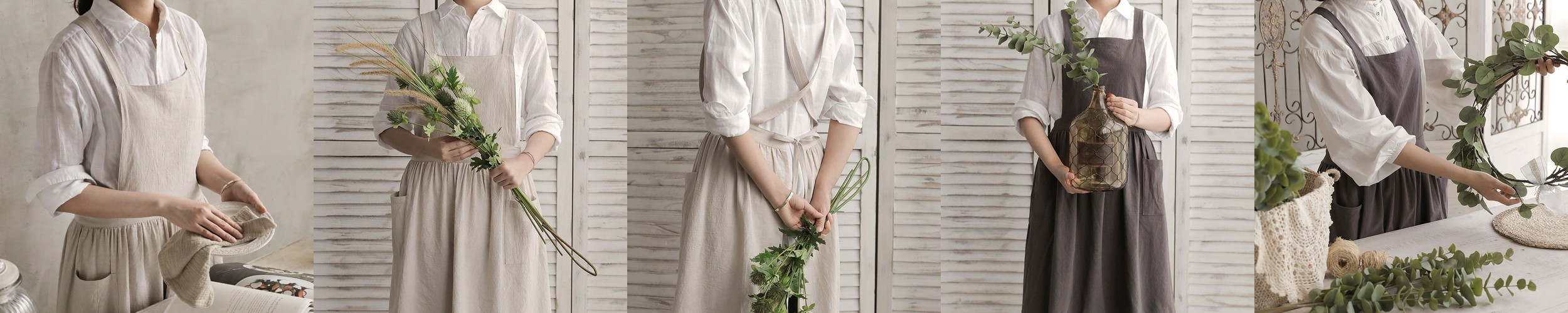 마롤로뜨 테리 앞치마 카페 주방 허리 보육교사 어린이집 스트라이프
