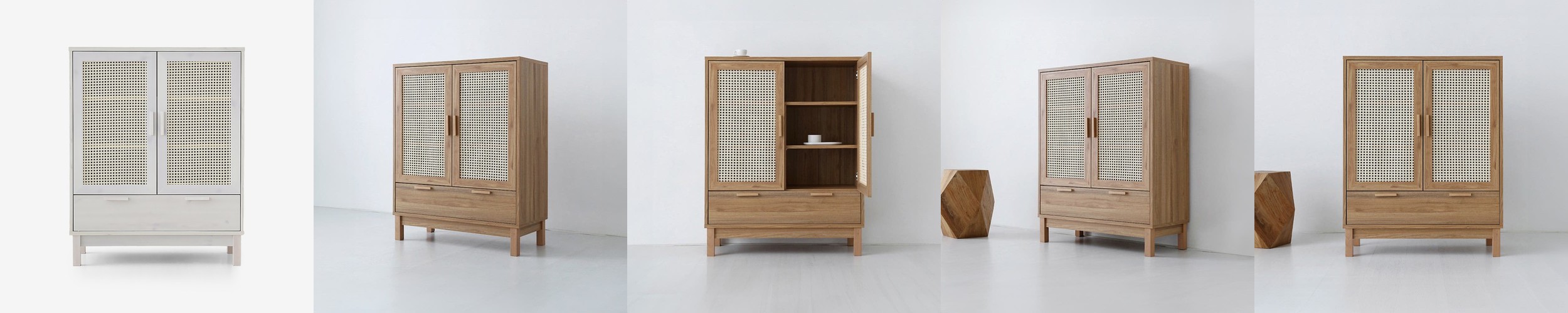 MUNIE 미니수납장 2문 B형 485x300x435mm, 2단, 화이트파인베니어 3354.3908