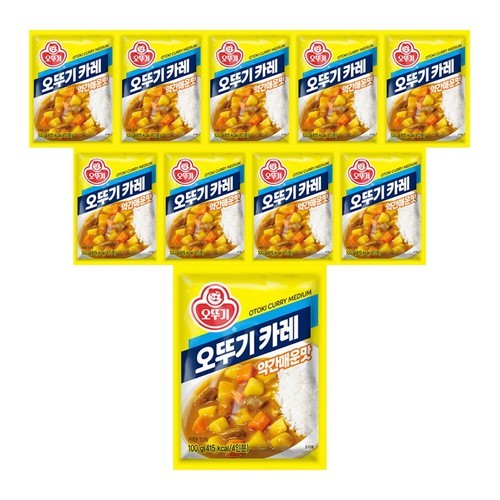 오뚜기 오뚜기카레 약간매운맛, 100g, 10개