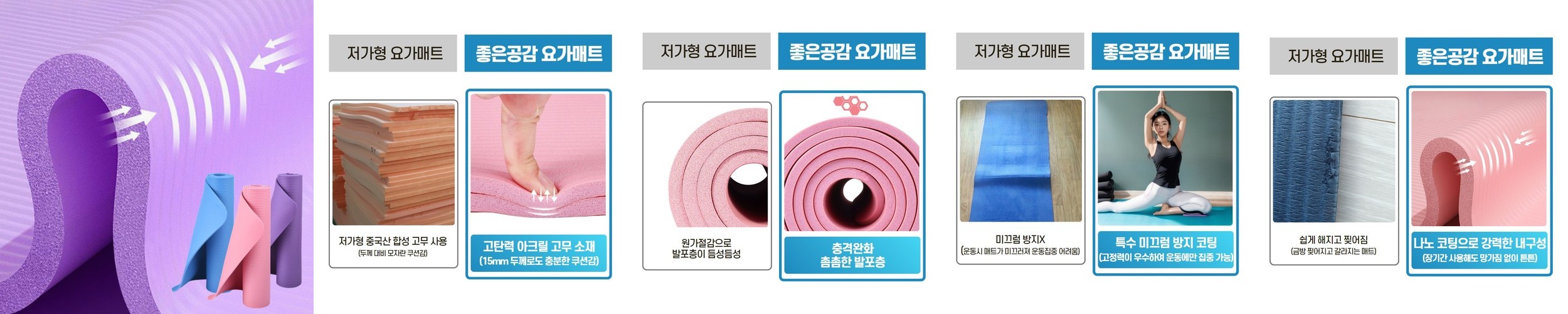두꺼운 요가매트 홈트 헬스장 운동 필라테스 와이드 15mm