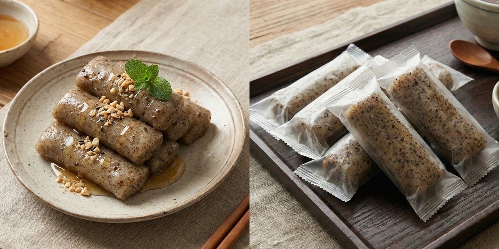 [ 유기농 흑미 현미 가래떡 800g ] 무설탕 구워먹는 아침대용 현미떡