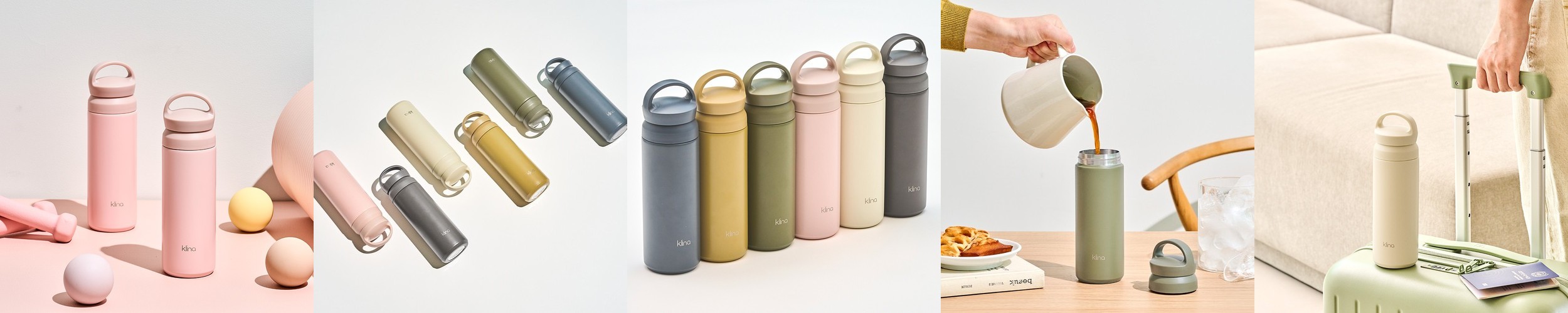 클리나 핸디온 보온 보냉 스텐 텀블러 500ml, 핑크
