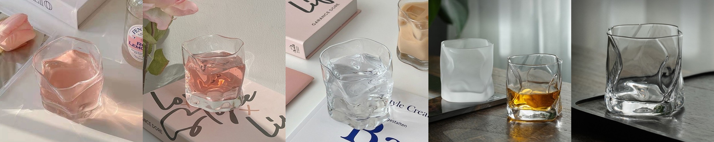 [SALE] B+급 디어 플리츠 오로라 글라스 1P / 홈 카페 유리컵