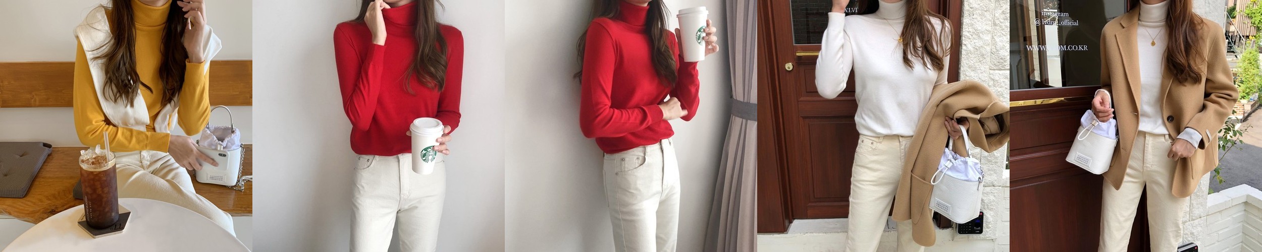 겨울 여성 목폴라 울 이너 폴라티 하이넥 얇은 울 목티 터틀넥 핑크 검정 레드 그레이