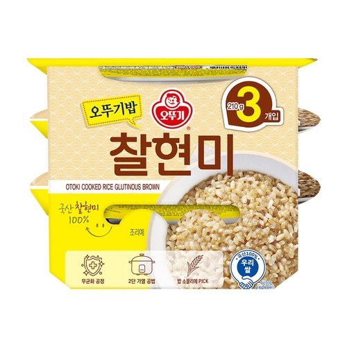 오뚜기 맛있는 오뚜기밥 찰현미 210g, 3개