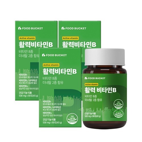 푸드버킷 비오틴 활력 비타민B 90정, 3개