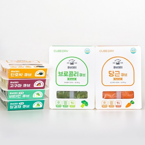 큐브데이 죽큐브 6종 세트 찹쌀 수수 보리 현미 흑미 흑임자 2단계 40g X 3개입 토핑