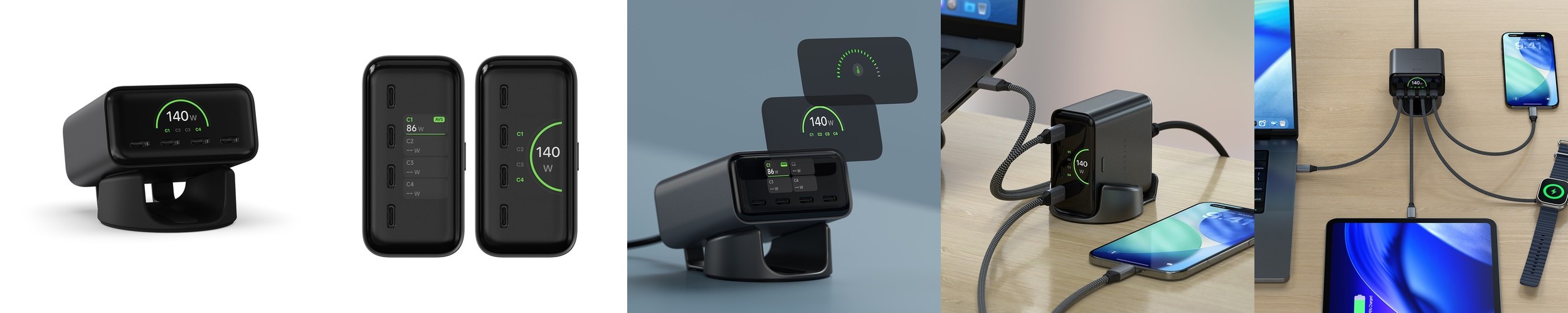 넥스트유 65W 3포트 USB PD PPS GaN 접지 초고속 충전기 화이트