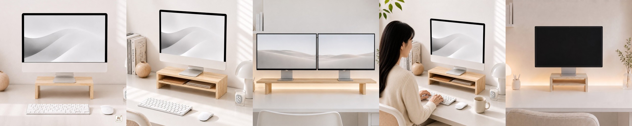 넥시 모니터 받침대 올인원 1080mm, 우드