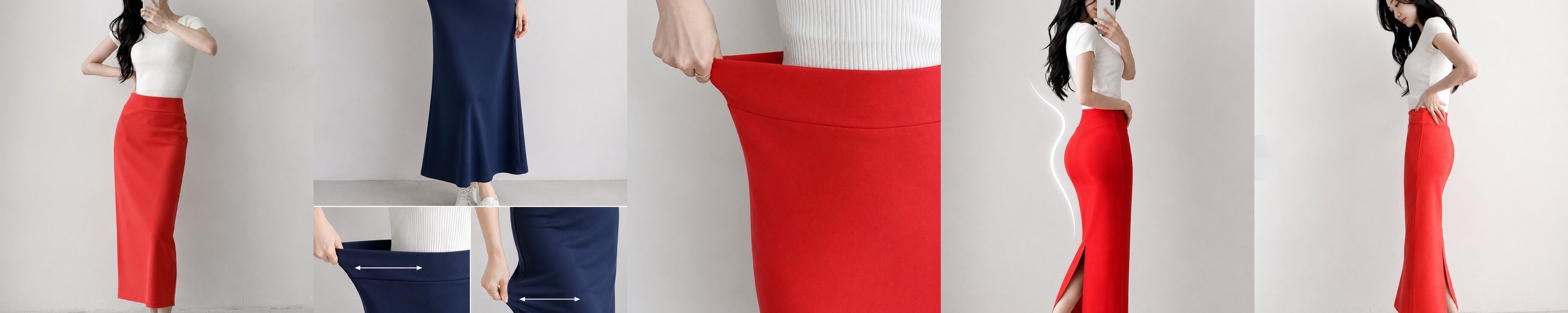 레이어드 H라인 슬릿 롱 스커트 sk7443