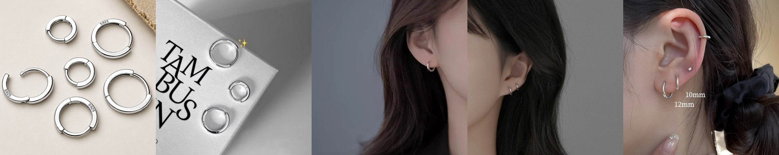 셀프러브 골드볼 링귀걸이 – 925 실버 원터치 작은 링 버블 금 귀걸이