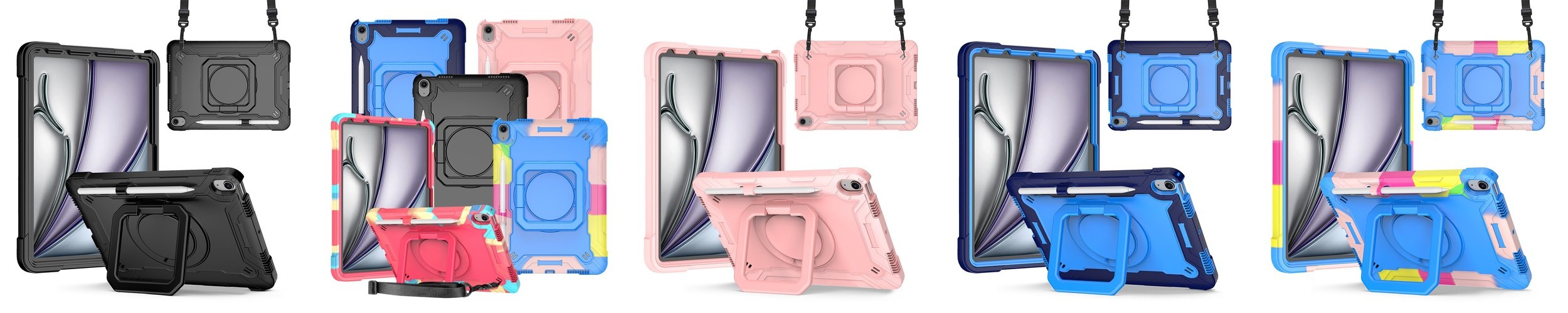갤럭시탭 S9 FE 플러스 케이스 범퍼 풀커버 스트랩 폴리곤 아머 신형 블랙, 탭 S9FE+/S9+
