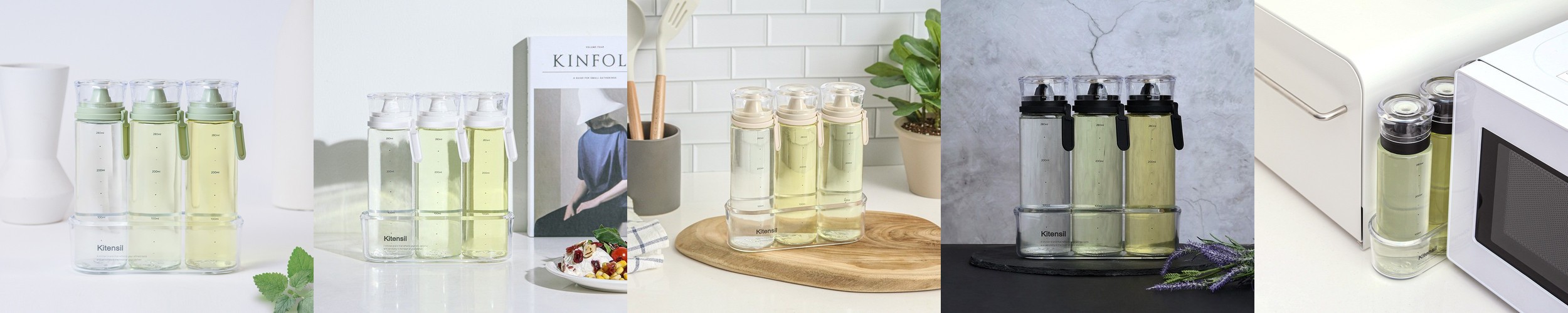 리본제이 자동개폐 오일스프레이 500ml / 분사형 오일병 유리 디스펜서 기름병 분무기