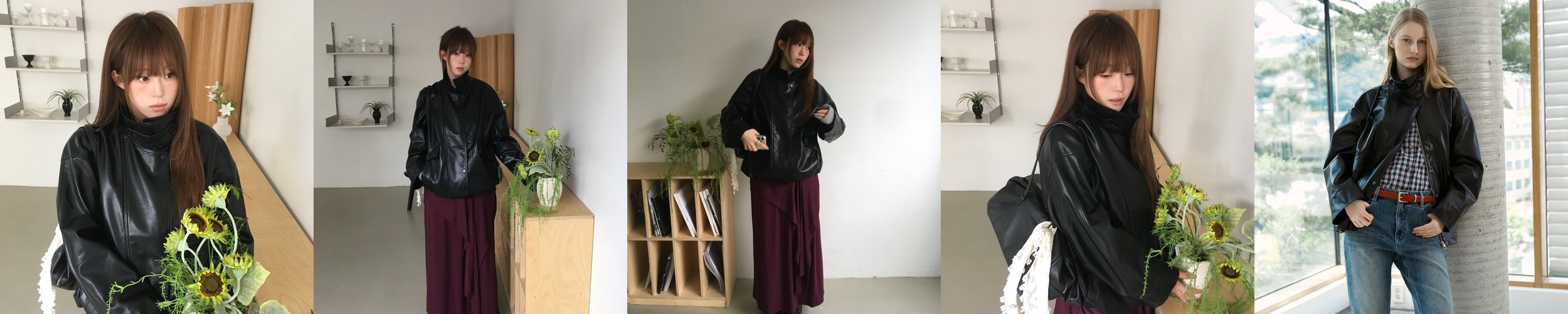 더엣지 26FW FAUX 레더 봄버재킷