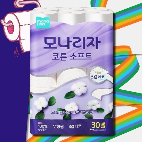 코디 순백 화장지 도톰한 3겹 25m 30롤 2팩 먼지없는 물에잘녹는 두루마리 휴지