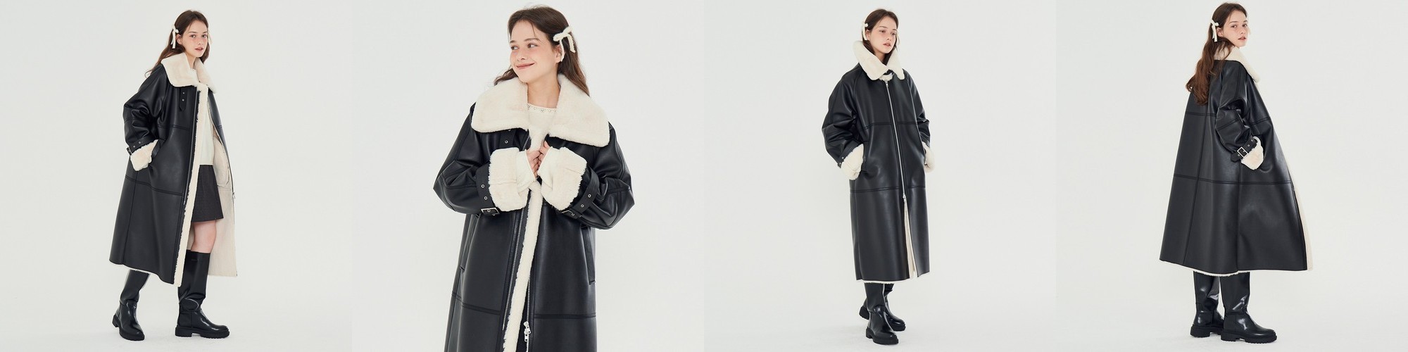 더엣지 26FW FAUX 레더 봄버재킷